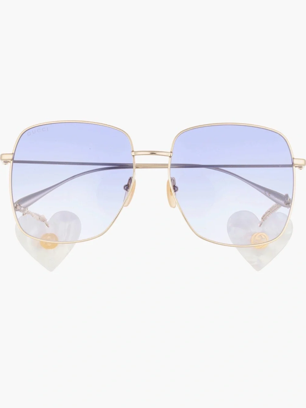 Gucci Gold Metal Sunglasses with Blue Gradient Lenses